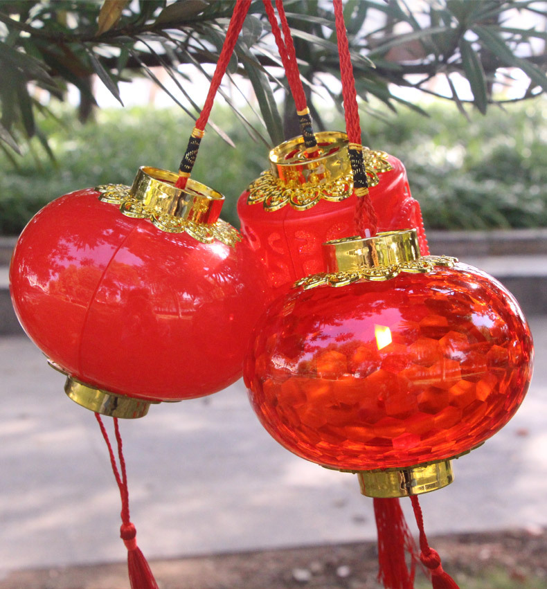 新年小灯笼 儿童手提发光 水晶灯笼 春节元旦户外装饰 一件代发