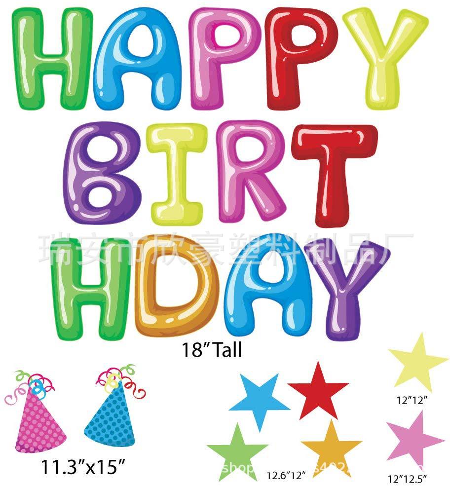 定制2020年创意异形happy birthday彩色印刷字母中空板庭院装饰插