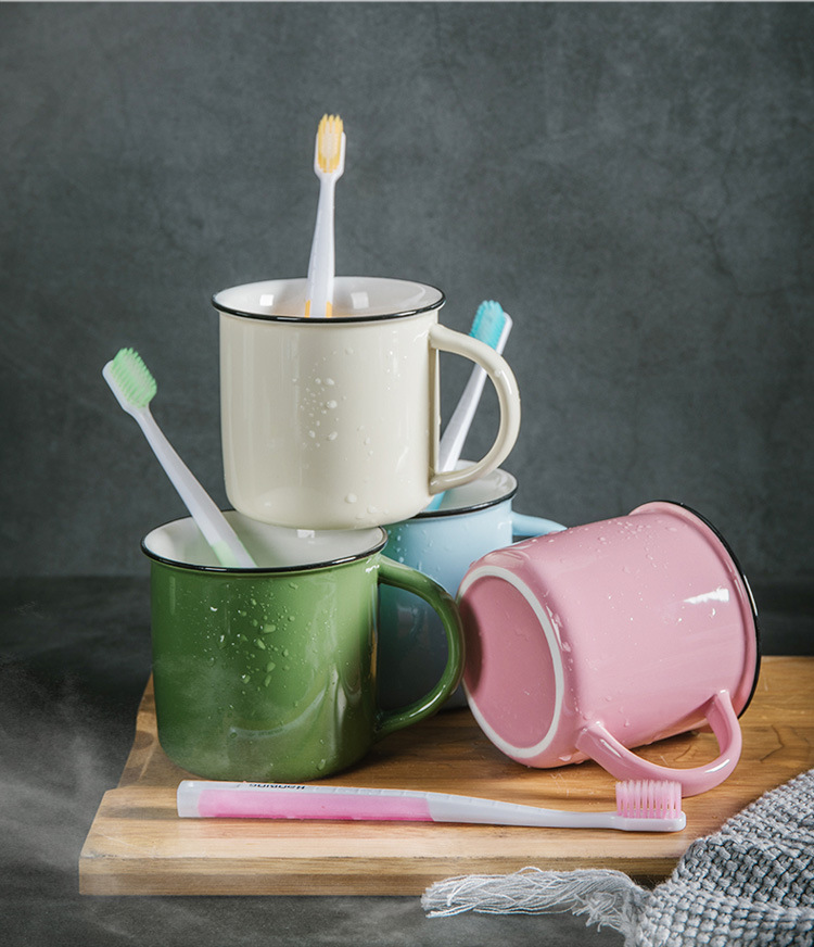 怀旧复古仿搪瓷杯 牙杯洗漱杯 漱口杯 陶瓷杯 马克杯茶缸定制logo