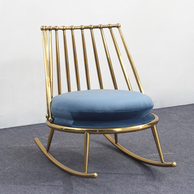 轻奢时尚简约不锈钢金属摇摇椅阳台卧室休闲午休单人沙发逍遥躺椅