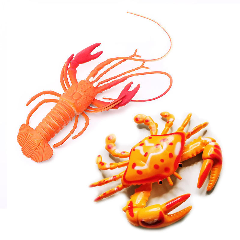 跨境实心龙虾螃蟹仿真模型玩具大闸蟹小龙虾摆件海洋动物益智玩具
