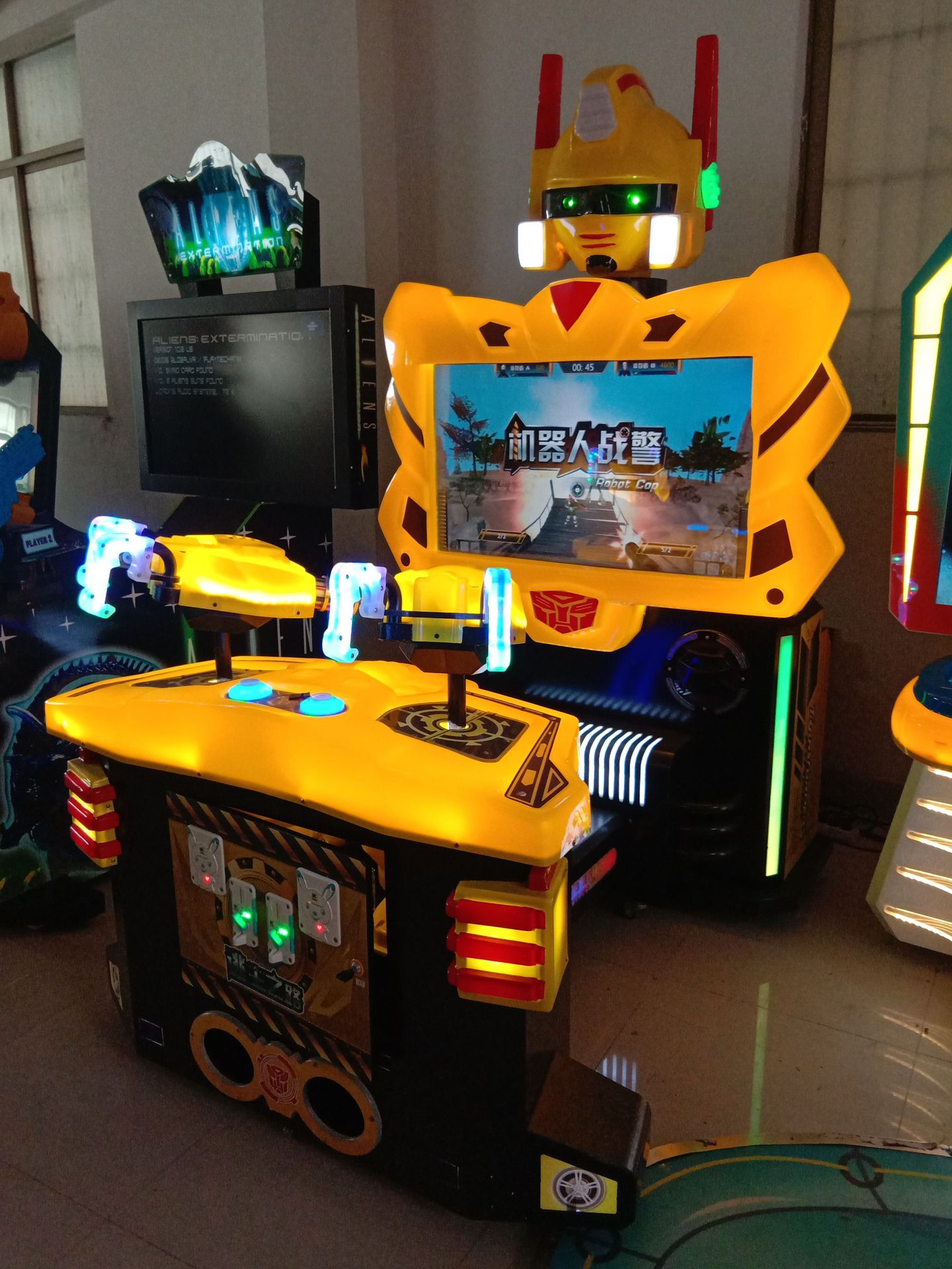 二手儿童双枪射击游戏机机器人战警亲子乐园室内投币模拟机礼品机