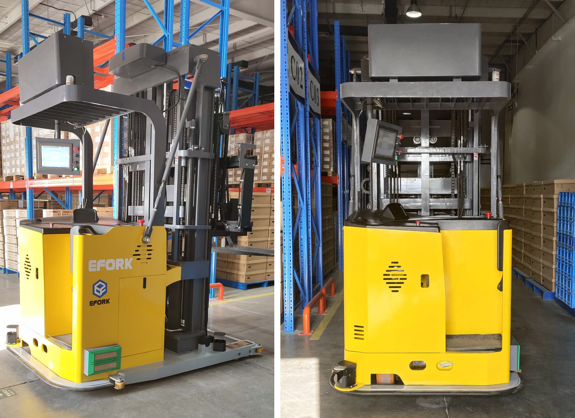 仓储王者,三向堆垛叉车agv