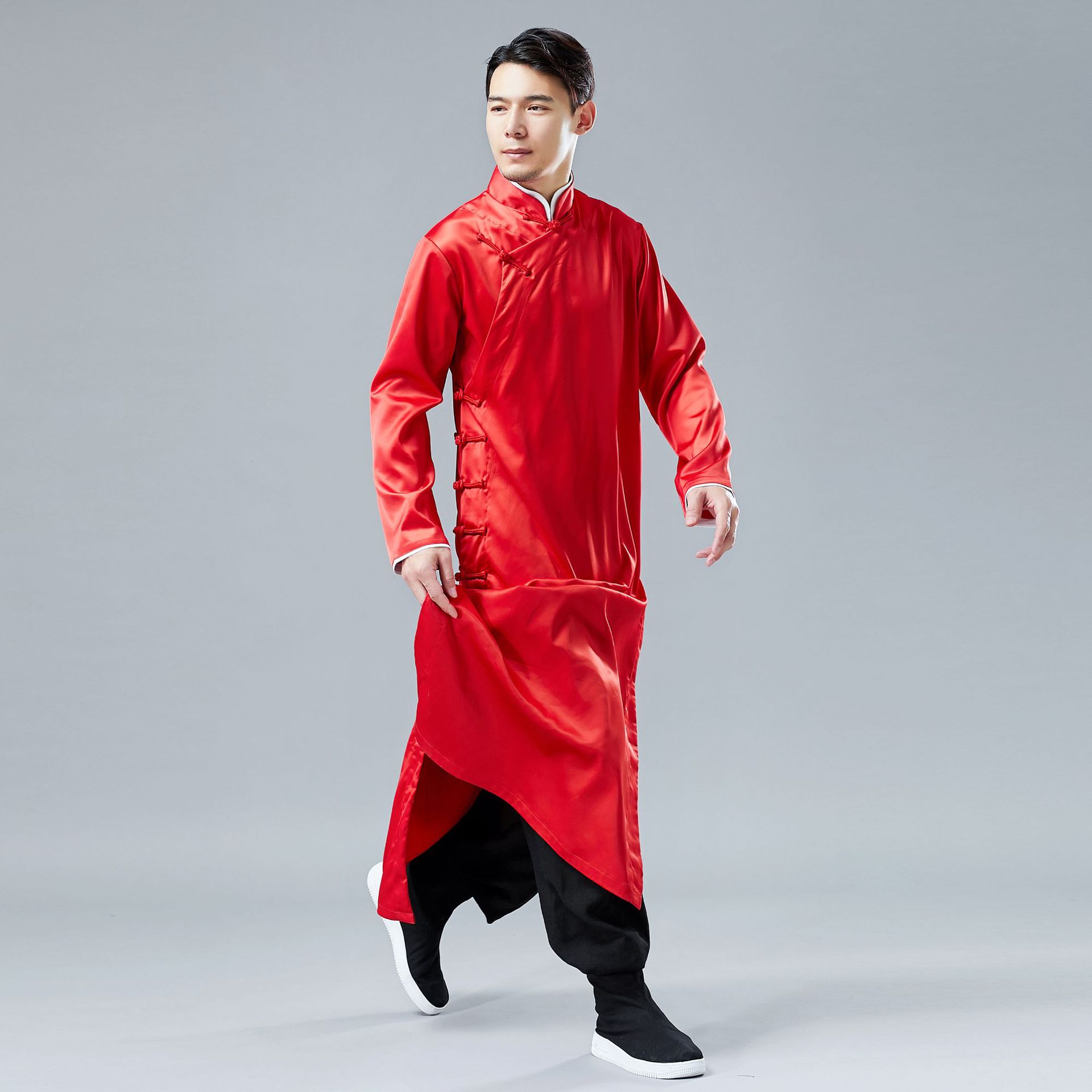 原创新款 缎面长衫 男唐装民国风长袍马褂相声服中国风民族服装