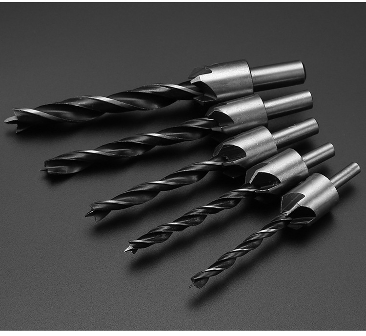 木工三尖沉孔钻 3-10mm高速钢 镀钛钻头木工倒角器 导向钻套装