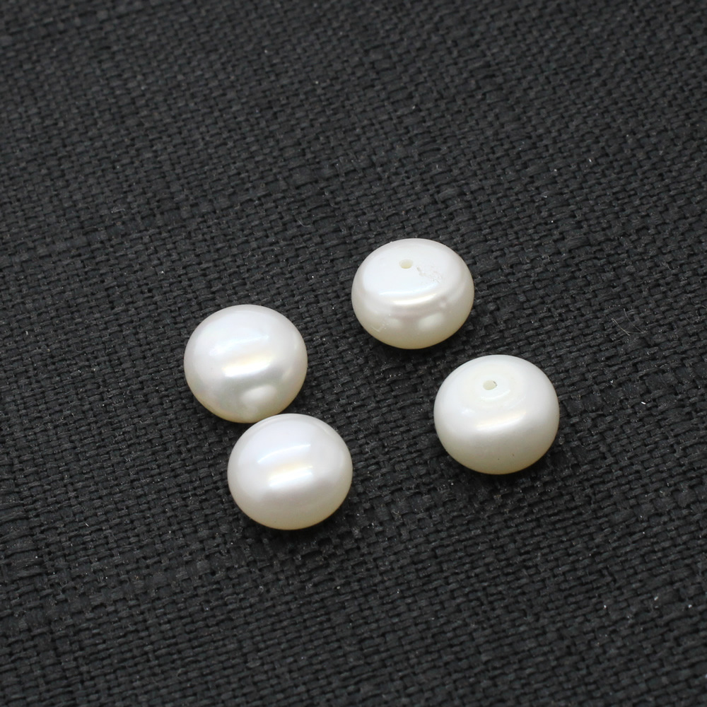 天然淡水珍珠 扁圆裸珠贴片珍珠11-12mm diy耳钉饰品配件16对/版