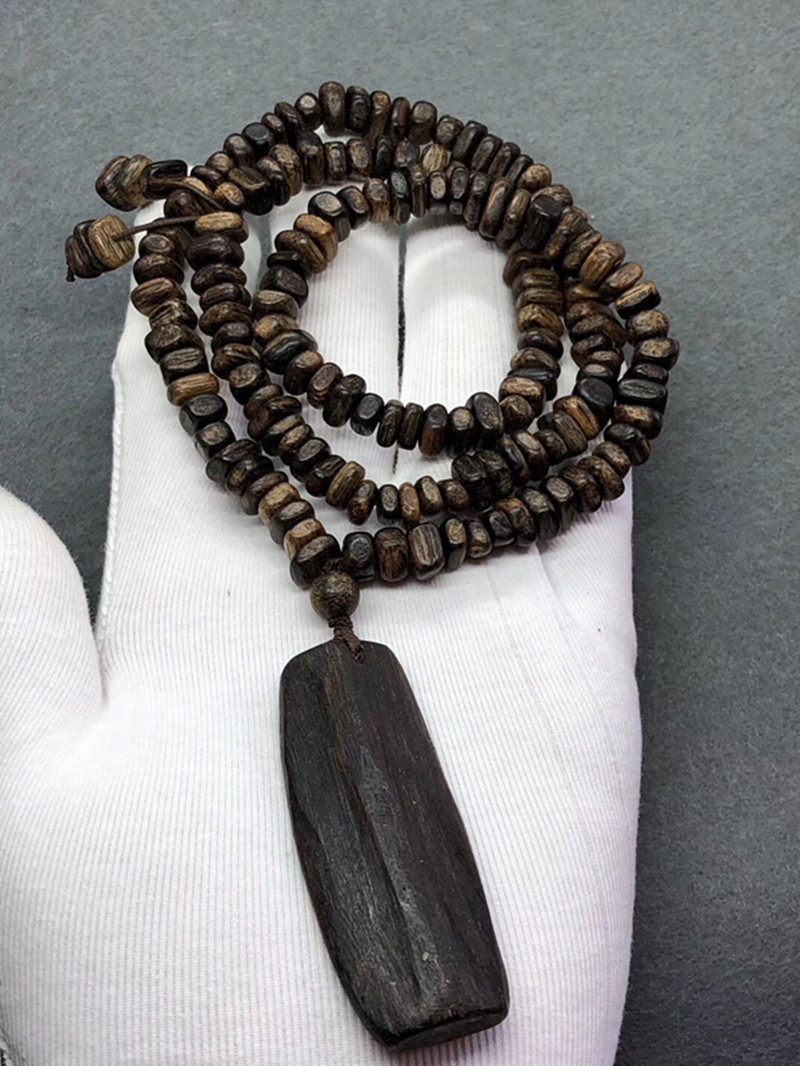 随形沉香吊坠项链黑油品相正区达拉干沉香随形毛衣链