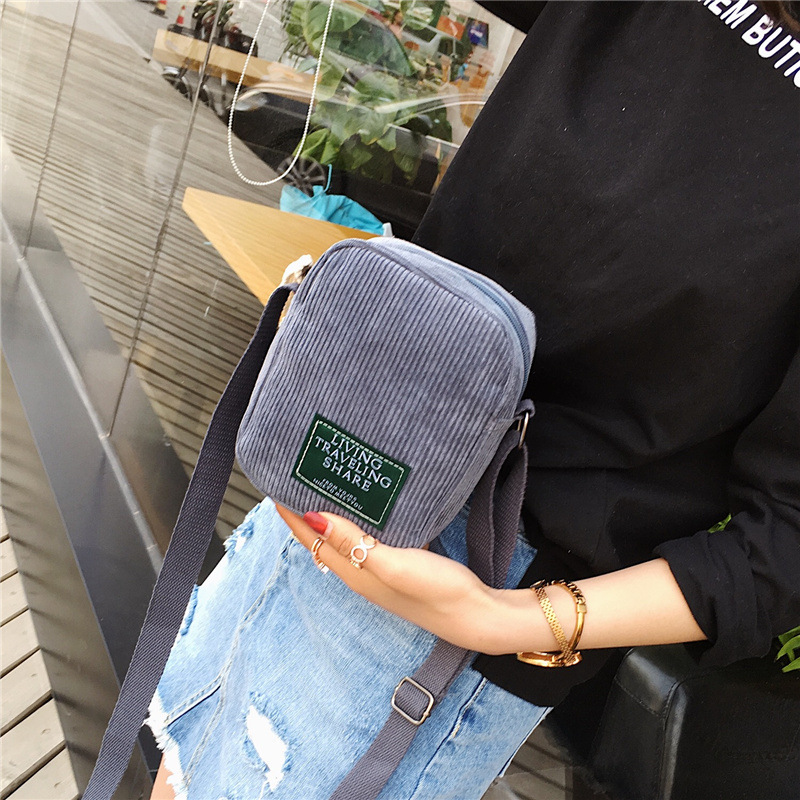 New Casual Messenger Bag Korean Style All-Match Shoulder Bag Simple Corduroy Small Square Bag Sports Outing Small Bag
