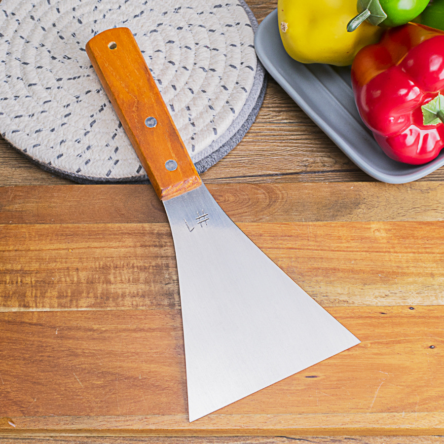 厨房工具不锈钢料理铲刀披萨平铲木柄牛排扒铲铲炒手抓饼工具现货