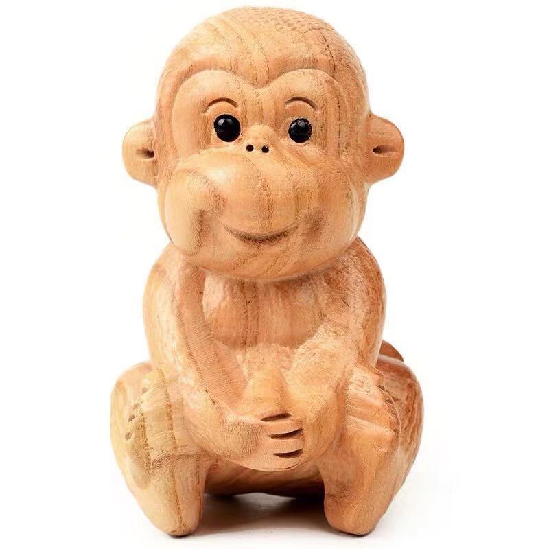 桃木四勿猴不看不听不说不动小猴子四不猴实木质小摆件挂件木雕
