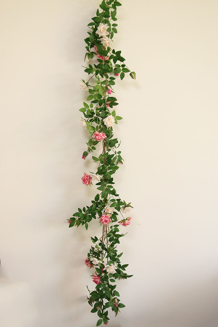 仿真玫瑰花藤 塑料人造花条室内家居装饰管道缠绕 婚庆拱门花材