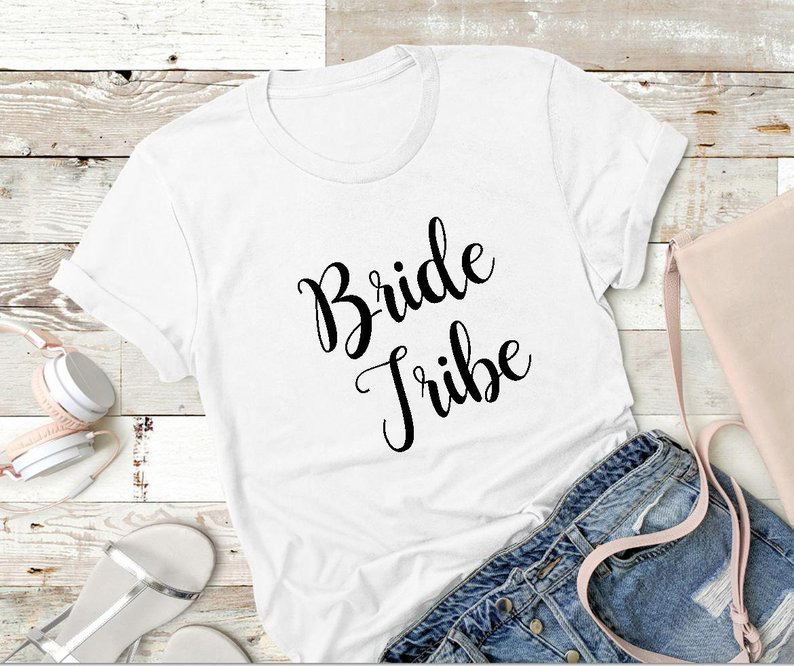 外贸t恤 bride tribe 欧美字母短袖