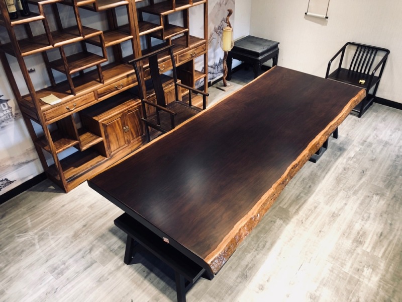 黑檀茶桌实木大板桌原木色餐桌茶台红木桌子家用家具简约现代餐桌