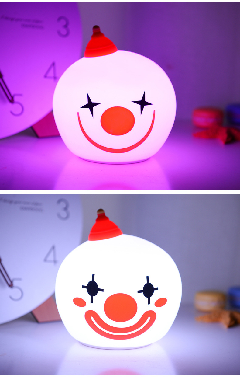 抖音爆款情人节日创意礼品led硅胶小夜灯 usb充电感应小丑拍拍灯