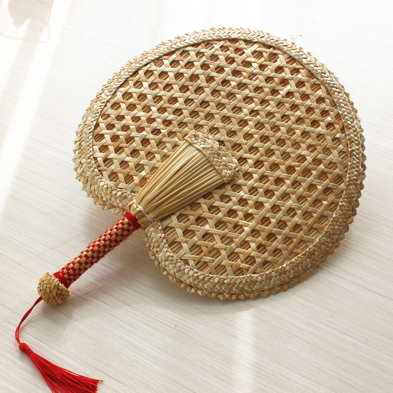 手工编织麦秆扇 手摇复古扇子 夏季老人驱蚊纳凉芭蕉扇蒲草宝宝扇