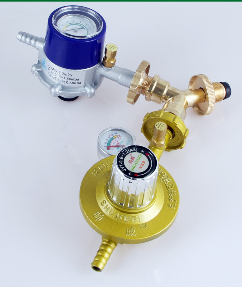 煤气罐三通液化气瓶钢瓶一分两路减压阀分流连接头灶具配件二通口