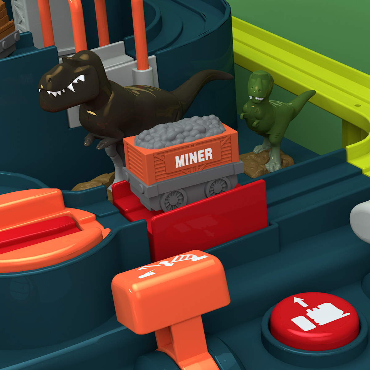 恐龙大冒险玩具 汽车闯关大冒险手动电梯滑行益智儿童轨道车玩具