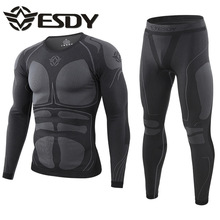 ESDY新款户外运动骑行服压缩功能保暖内衣套装紧身吸排汗