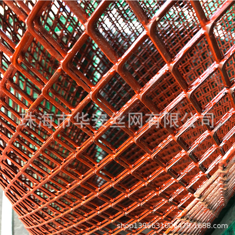 建筑脚手架钢笆网片 红色喷漆防锈菱形孔钢板网隧道走道板 扩张网