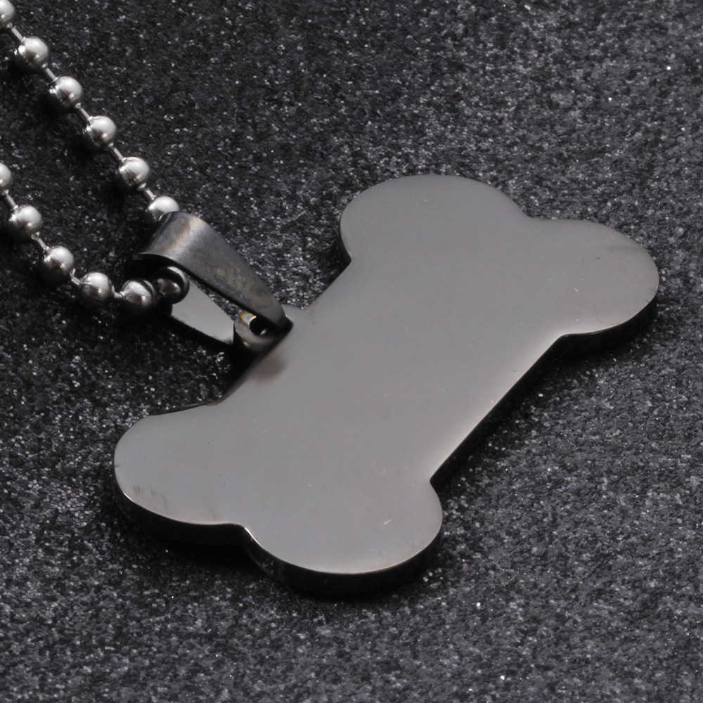 厂家直销狗骨头狗牌不锈钢四色空白狗牌刻字光面军牌吊坠项链