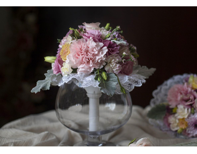 新娘手捧花配件制作白色蕾丝花边帽鲜花包装材料花托花帽批发