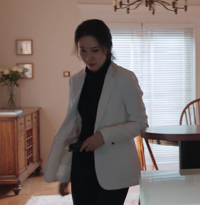 都挺好高露吴非同款春季韩版修身显瘦中长款白色小西装外套女