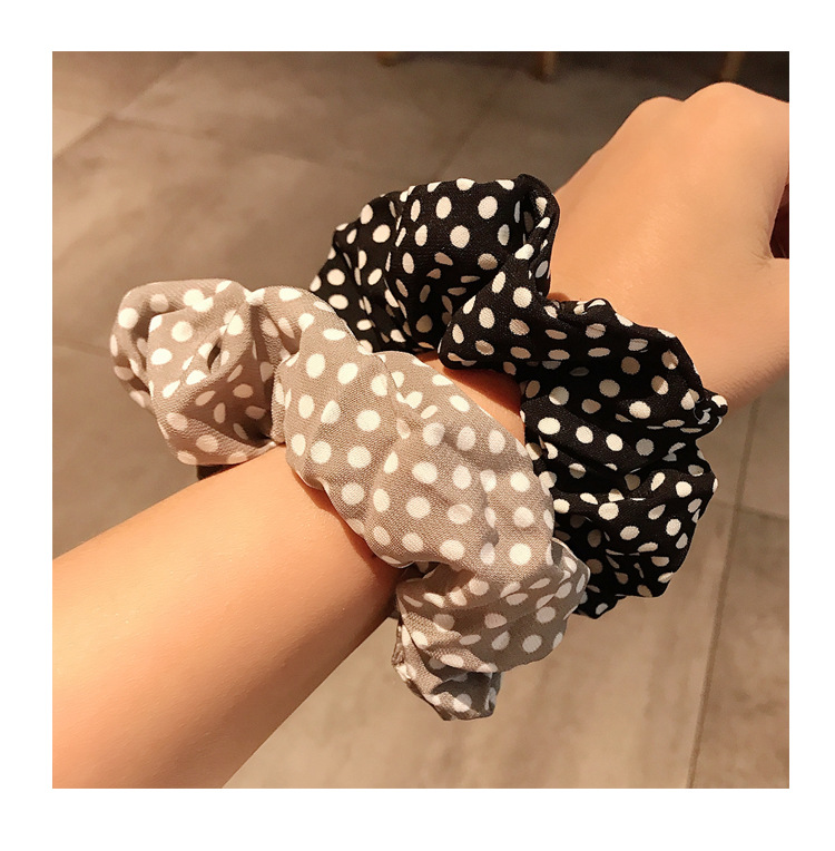 韩版布艺大肠圈盘发绑马尾发圈扎头发皮筋大圆点雪纺布圈发绳头绳