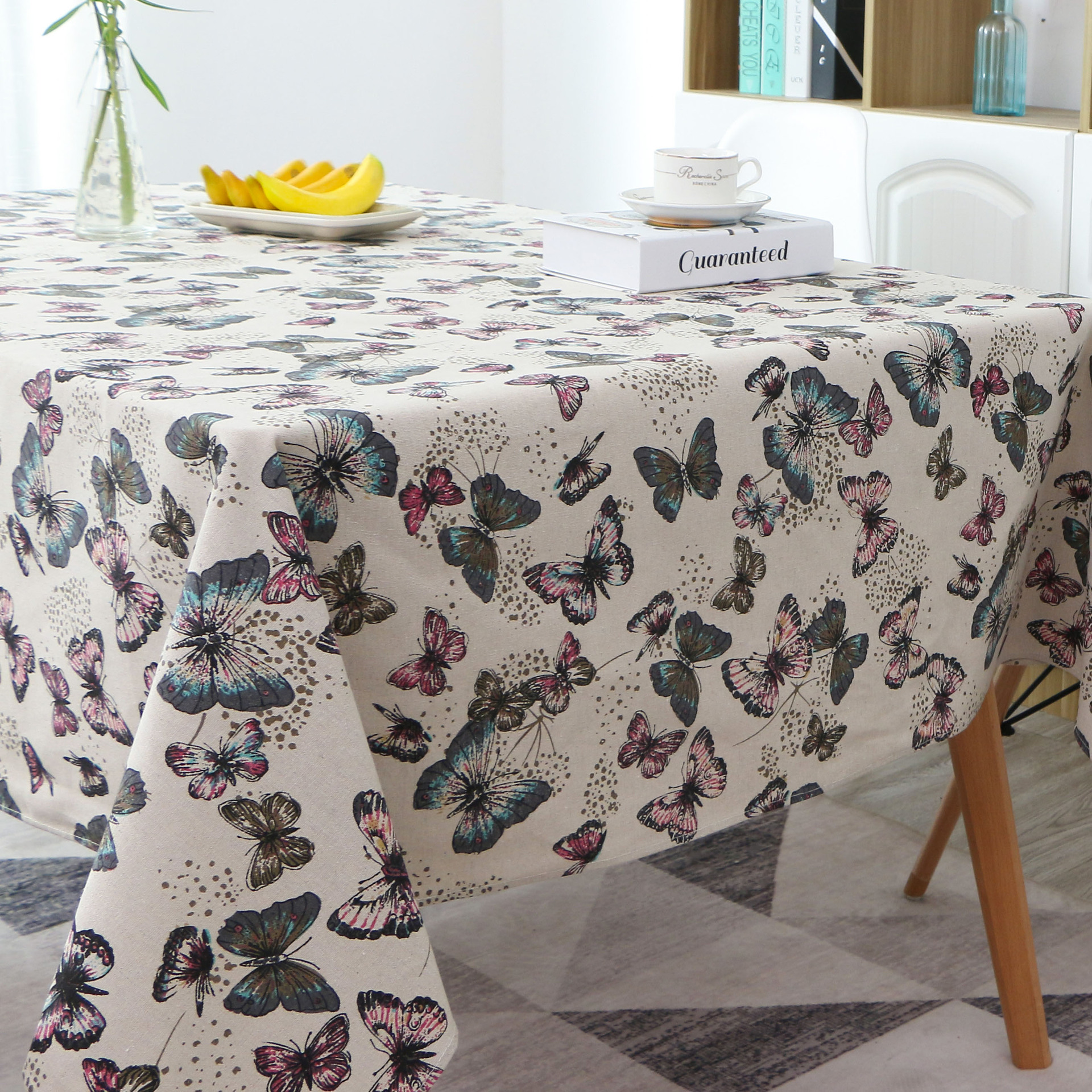 厂家直销布艺长方形餐桌花边蝴蝶桌布棉麻茶几台布一件代发