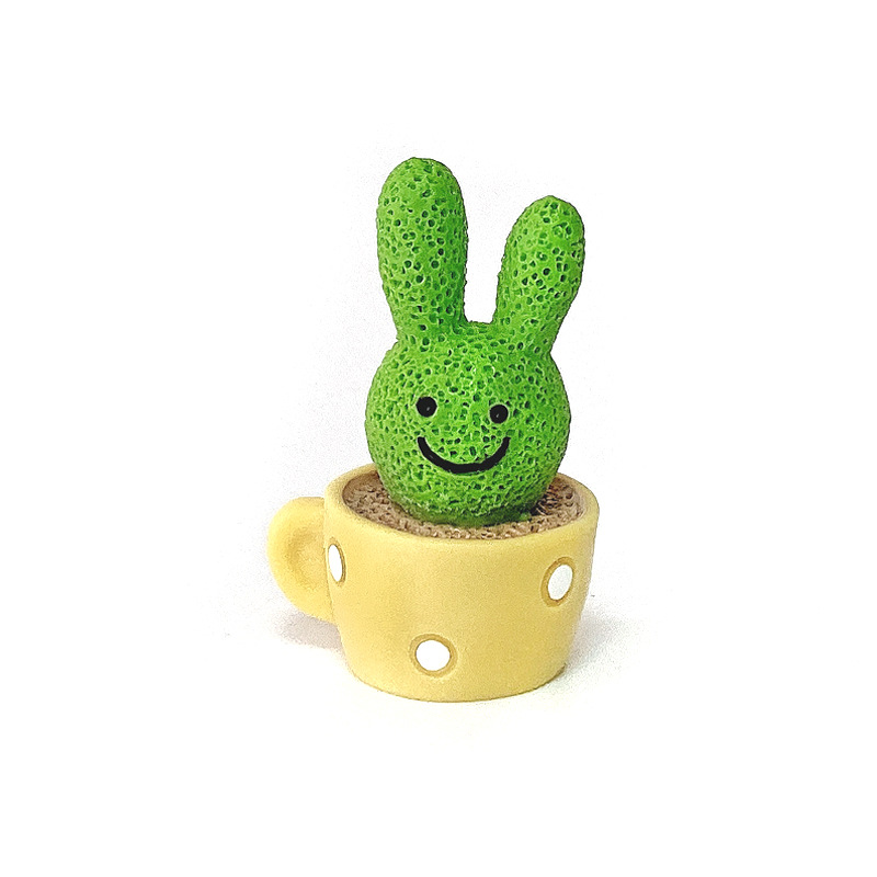 Cute Shaking Head Spring Car Decoration Animal Cactus Small Pot Plant Resin Decorations Cake Baking Decorations