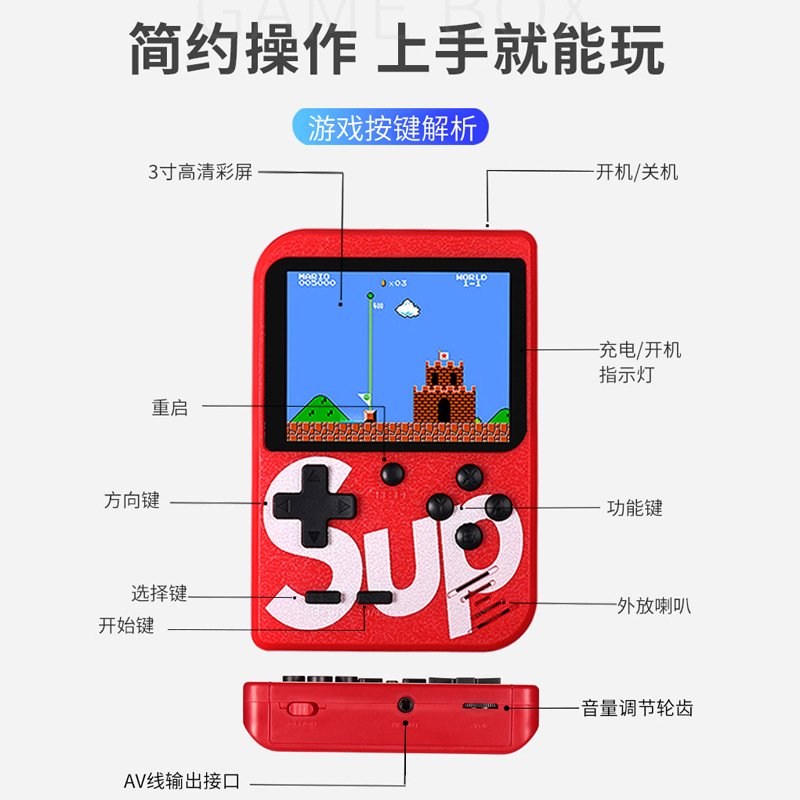 Cross-Border PSP Sup Mini Handheld Game Machine Super Mary Russia Square Single Double 400 in One