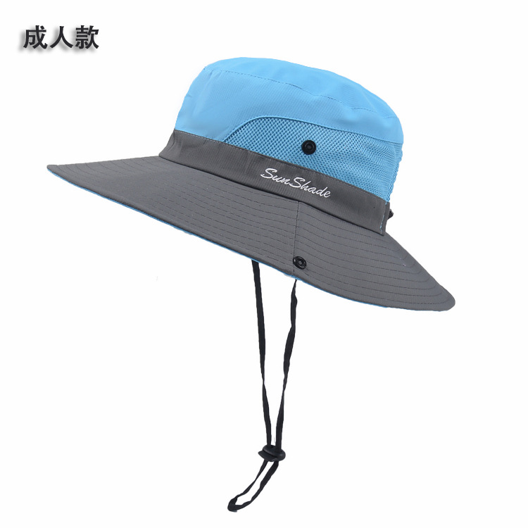 9002 Summer Women's Outdoor Sun Hat Ponytail Hole Fisherman Hat Sun Protection Sun Hat Breathable Climbing Hat Parent-Child