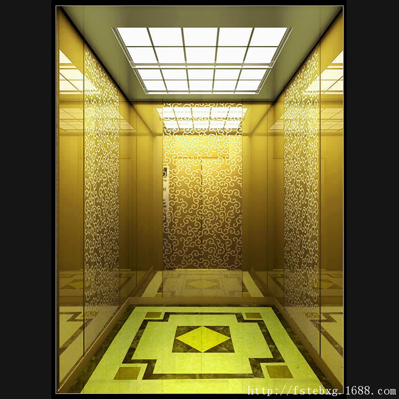 厂家香槟金201304不锈钢板材彩色电梯装潢花纹镜面轿厢电梯板