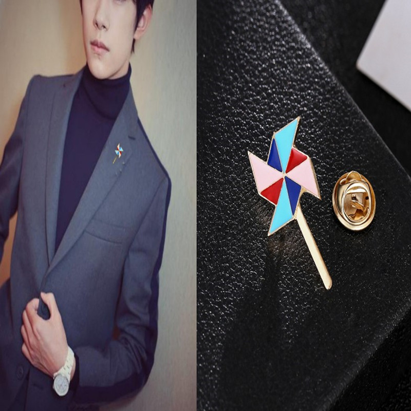 2021新款肖战胸针个性时尚男士西装领针扣女风车小别针衣饰品批发