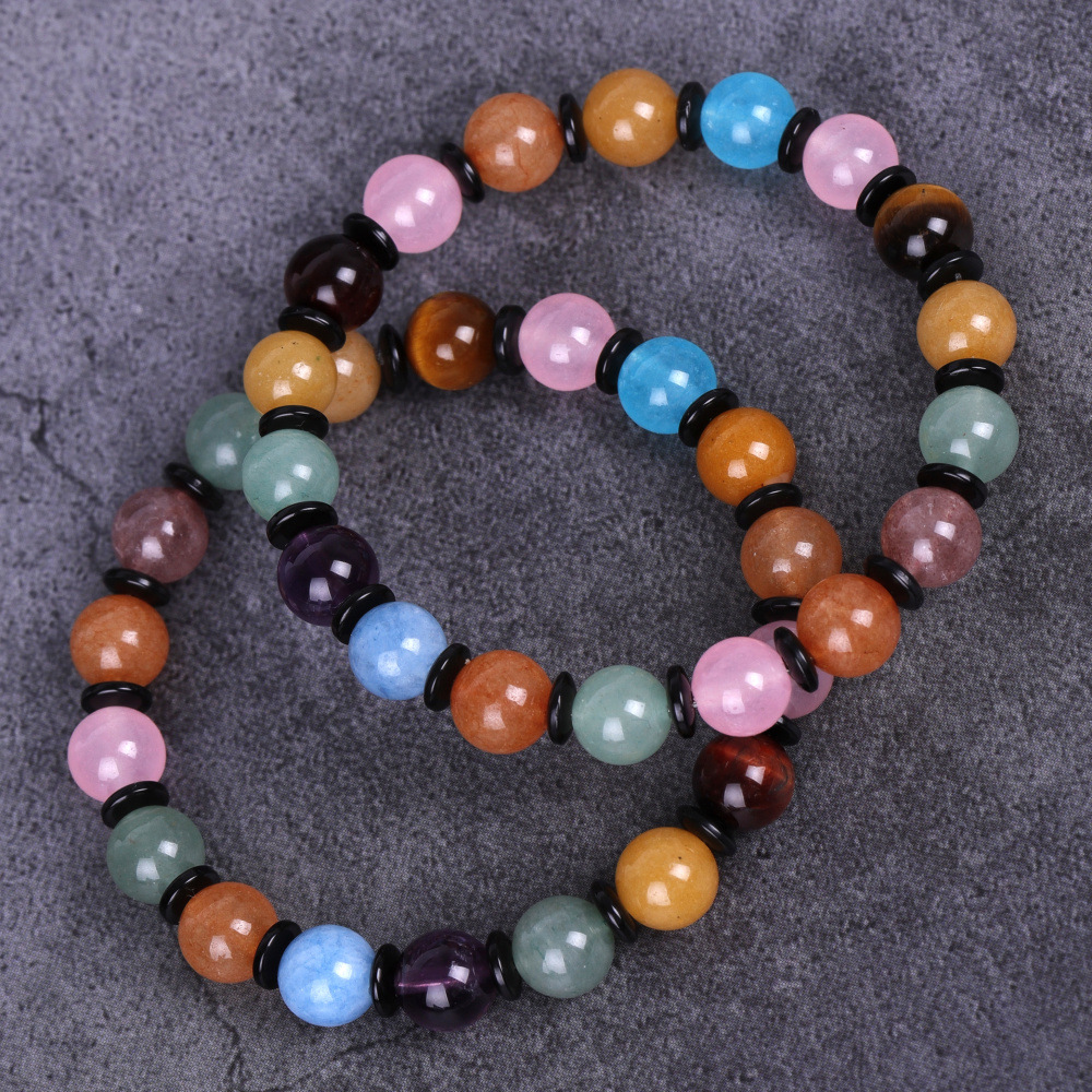 网红饰品多宝石手链闺蜜礼物虎眼石粉晶手串女友情流行首饰