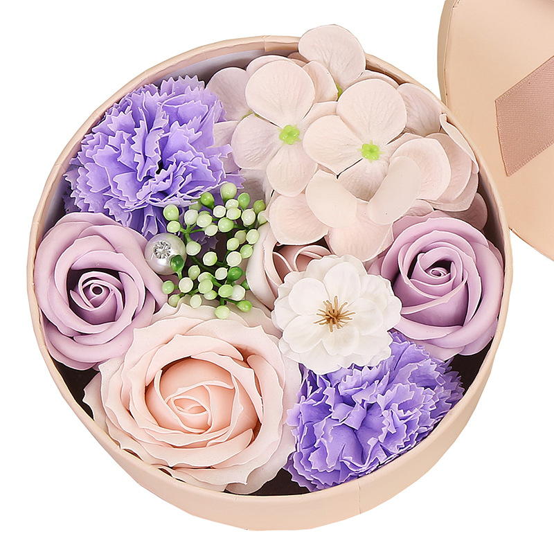 New Cross-Border Valentine's Day Teacher's Day Gift Soap Flower Small round Box Holiday Christmas Gift for Girlfriend