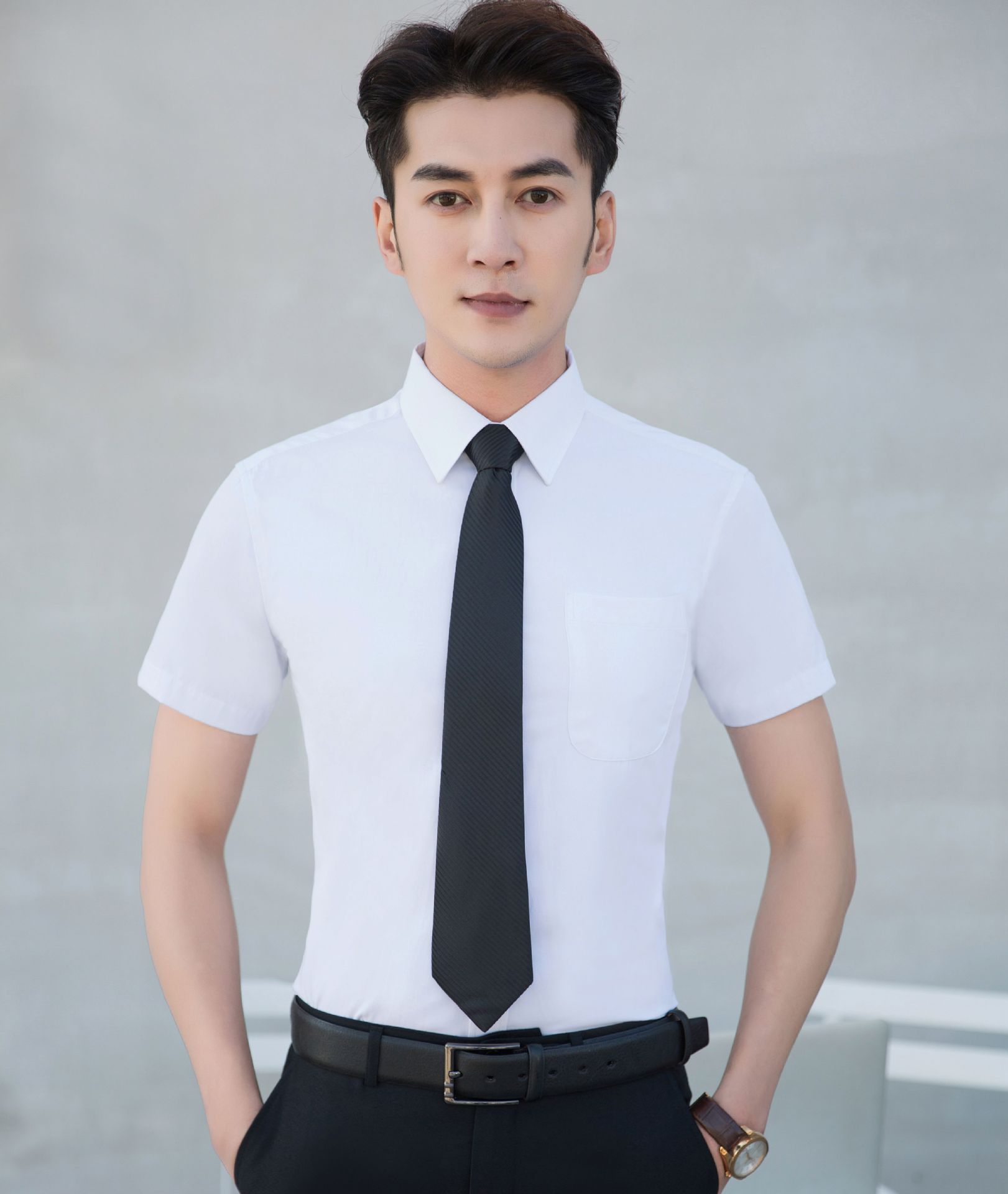 ol白领职业装男装套装正装工作服工装短袖职业衬衫衬衣男女同款26