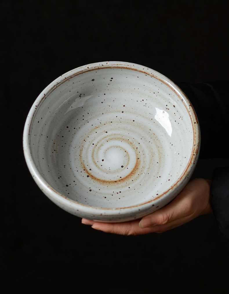 加厚复古手工粗陶日式大斗笠碗9寸饭碗汤碗面碗简约定制家用餐具