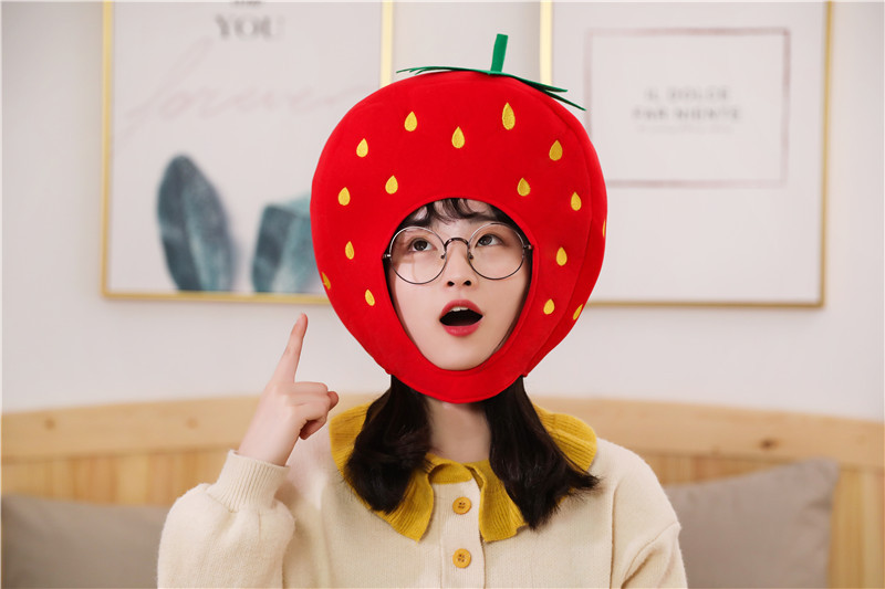 ins可爱网红草莓头套抖音同款少女心搞怪水果帽年会派对表演道具