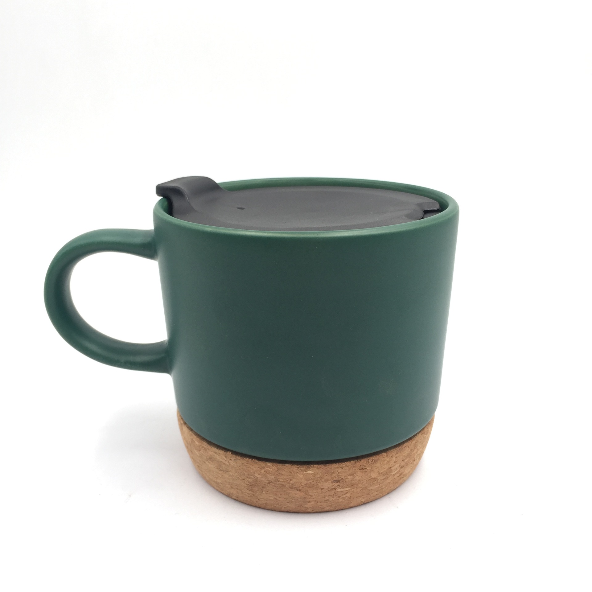 哑光亚光软木底陶瓷杯 陶瓷杯配软木底 出口可定制logo图案外贸