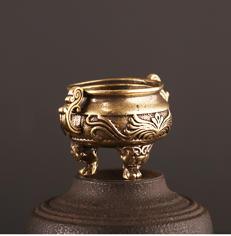 纯铜香炉熏香炉招财进宝三足鼎古玩鼎炉老铜件古董收藏摆件装饰品