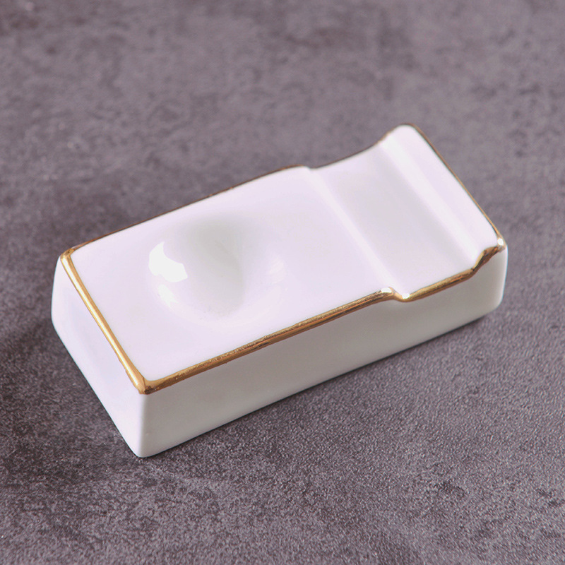 手工镶金边陶瓷筷子架景德镇骨质瓷筷枕筷托餐厅酒店陶瓷餐具配件