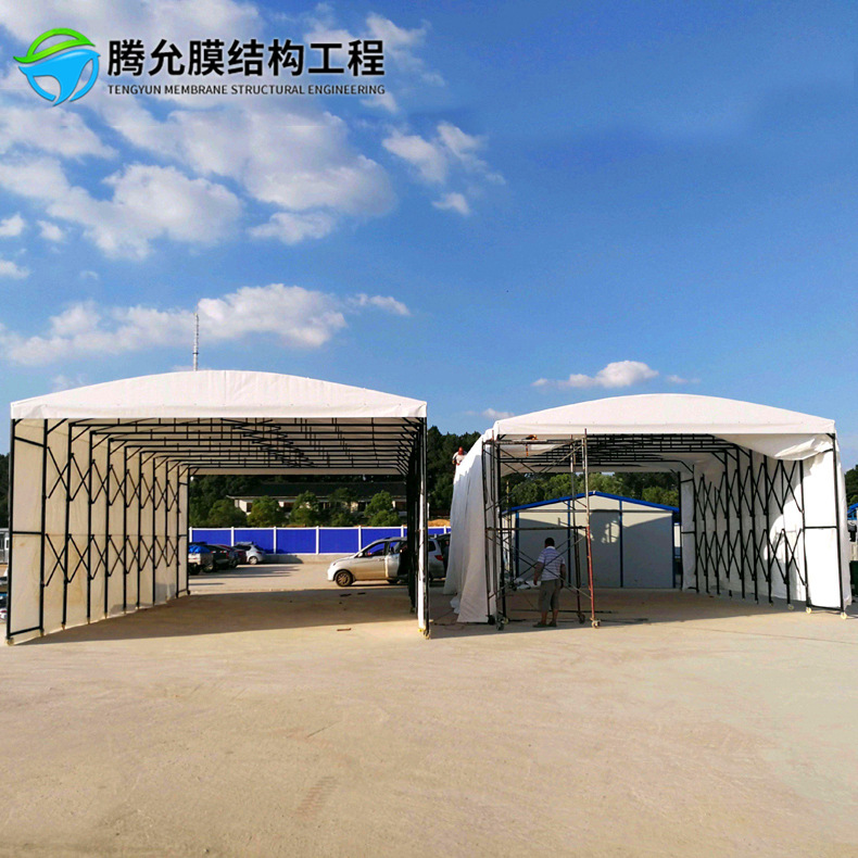 推拉活动棚 伸缩活动推拉棚膜结构 伸缩活动推拉棚活动推拉棚雨棚