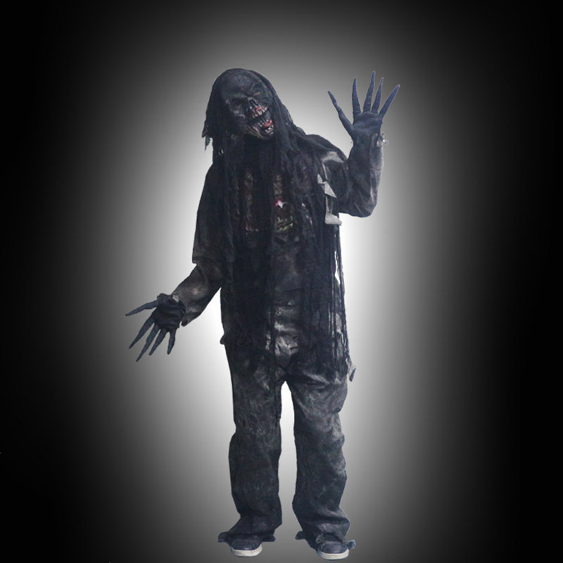 成人烧焦丧尸服装 舞会派对套头服 恐怖服装万圣节丧尸服