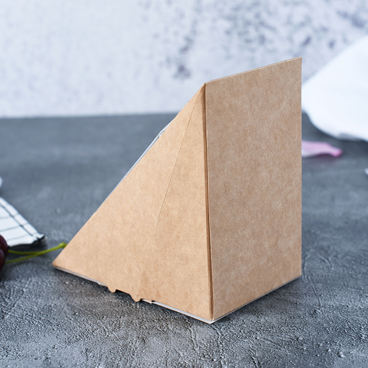 一次性三角形蛋糕包装盒 三明治芝士烘焙包装盒 牛皮纸三明治纸盒