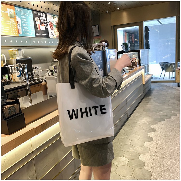 One-Shoulder Large Bags Women's 2021 New Beach Bag Large Capacity Simple Commute Handbag Fashion Transparent Tote Bag