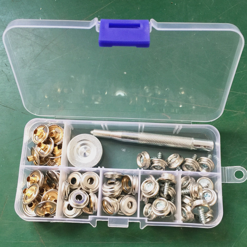 盒装20套螺丝四合扣 10mm全铁螺纹钉扣 201工具 蓬布扣游艇扣