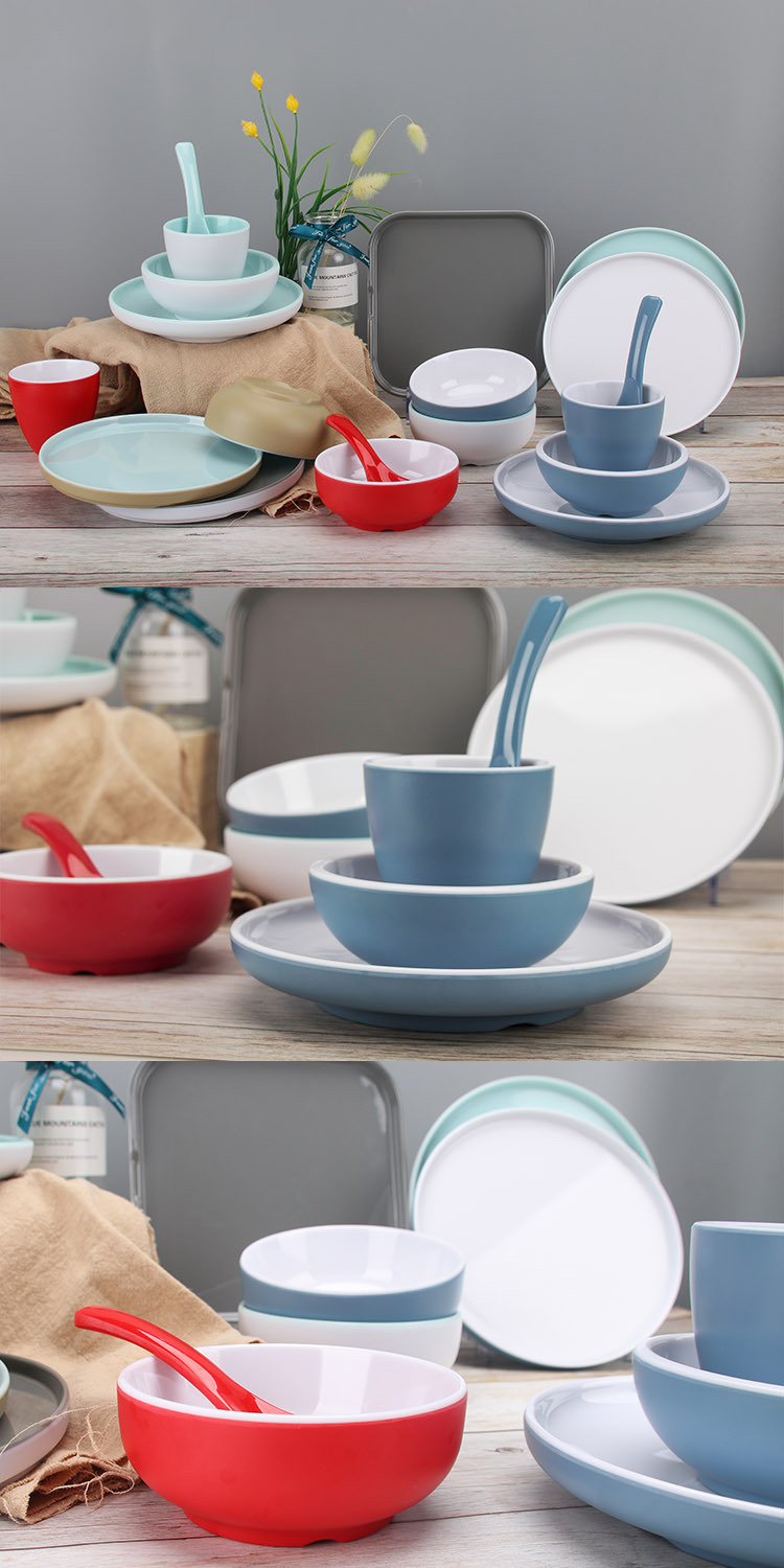 eboss新一代仿瓷餐具新款酒店商用陶瓷质感密胺碗碟摆台4件套装