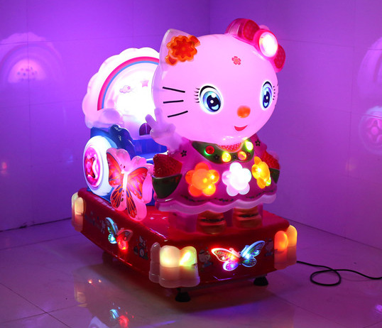 摇摇车彩虹兔 新款2019投币 电动带音乐 摇摆机 水晶猫 儿童商用