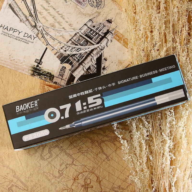 宝克ps2050蓝黑色笔芯0.7mm中性笔芯大容量中性替芯医生用笔笔芯