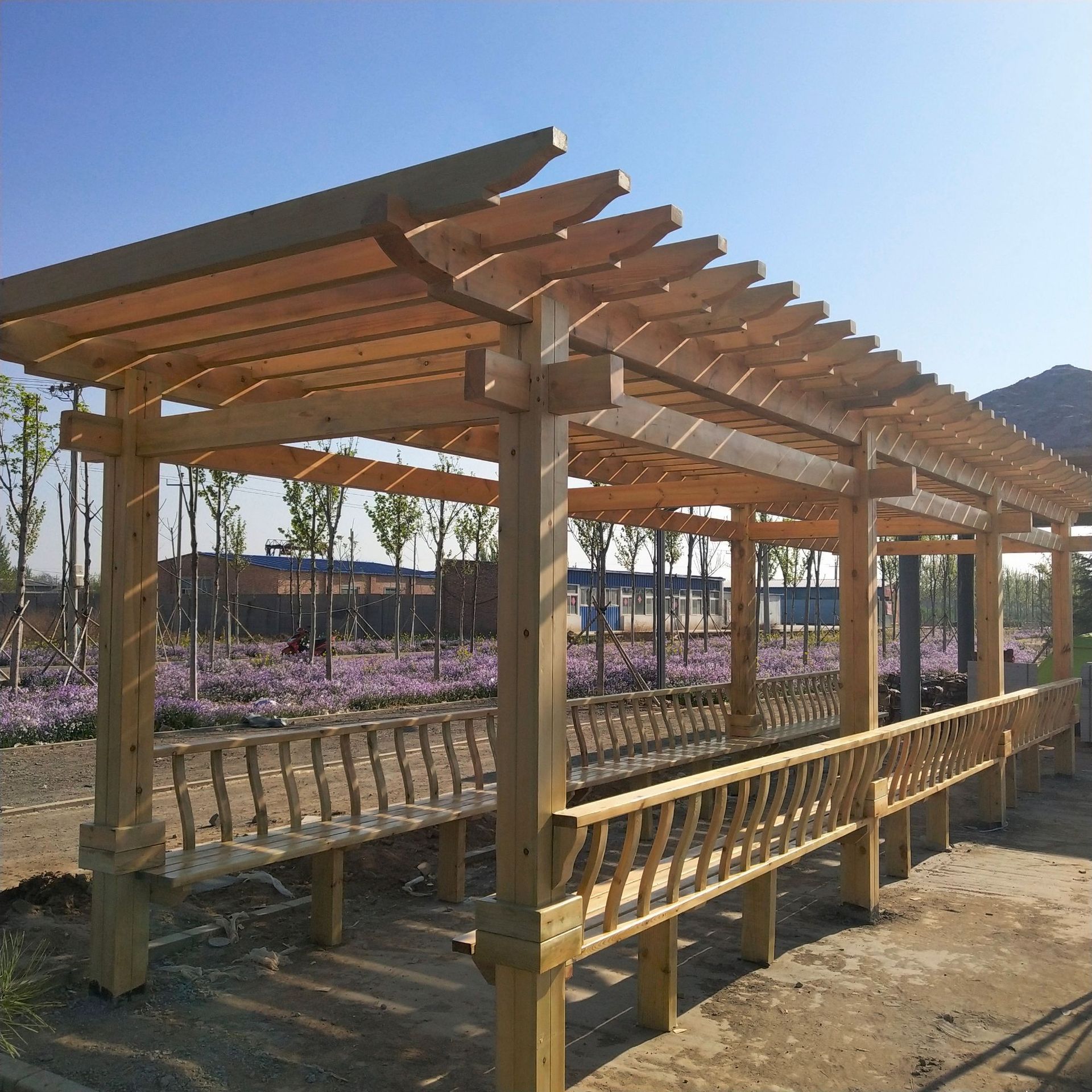 定做户外园林景观木制凉亭廊架 木长廊葡萄架 庭院花架 铁艺廊架